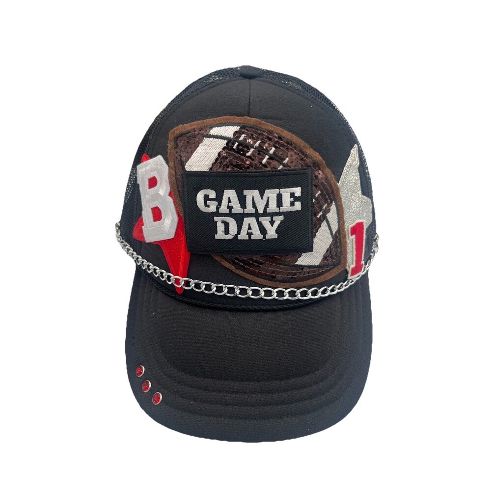 Otto Game Day Bedazzled Glittery Chains Trucker Hat OS Snapback Mesh Foam Cap